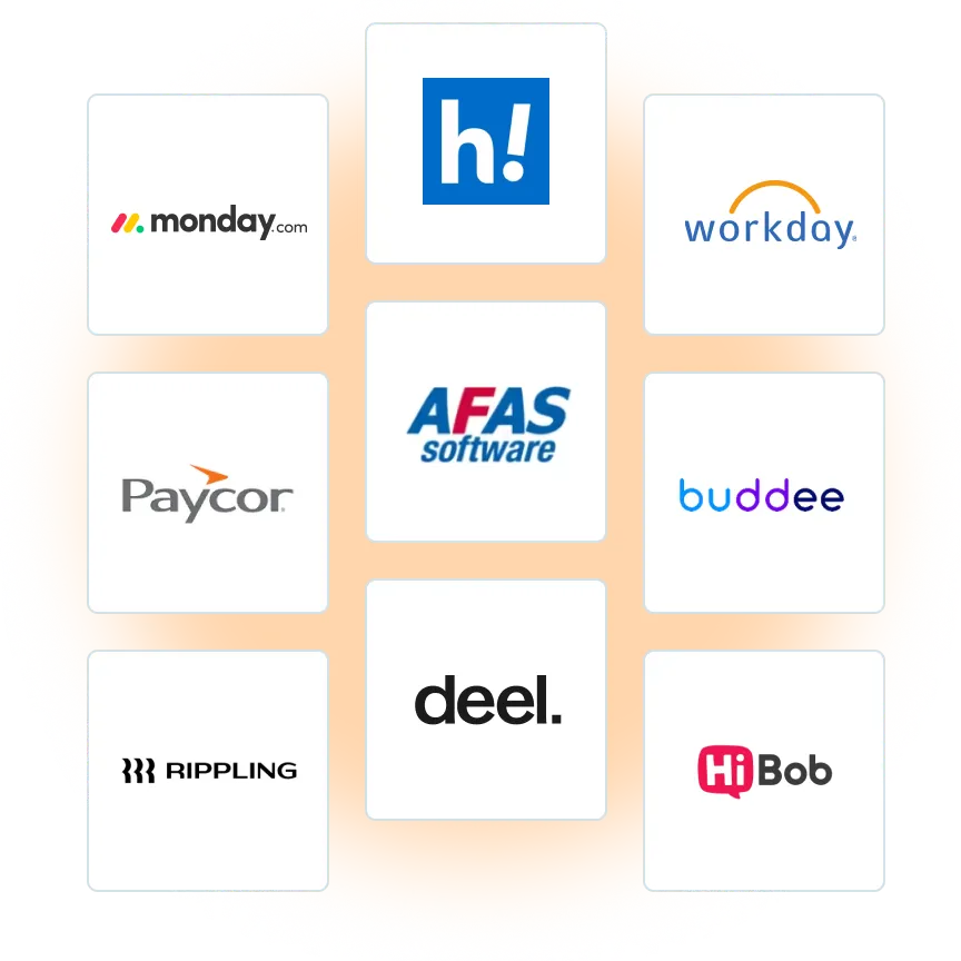 Koppelingen JobRewards met logo's van oa AFAS, Buddee, DEEL, Rippling en meer